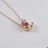Collar de Hielo y Luna para Mujer, Patrón de Rombos Tachonado con Diamantes, Inspirado en Chanel, Chapado en Oro Rosa de 18K, Cadena de Suéter Coco Pequeña Frijol Dorado de Lujo Ligero