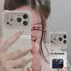 Pegatinas de Felpa Lindas Estilo Coreano Ins de Conejo y Oso con Relieve para iPhone 17 Pegatinas Decorativas para Lente de Teléfono DIY en Stock