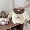 Suéter de Invierno con Forro de Felpa Estilo Coreano para Niñas 2026 Suéter de Punto Grueso de Cuello Redondo para Bebé Camiseta de Capa Base de Felpa de una Pieza