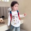 Camiseta Solta de Manga Longa com Desenho para Meninas Jovens, Nova Estilosa de Outono 2025 Camiseta Básica Infantil com Gola Redonda