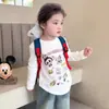 Camiseta Solta de Manga Longa com Desenho para Meninas Jovens, Nova Estilosa de Outono 2025 Camiseta Básica Infantil com Gola Redonda