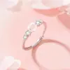 Novos anéis de amizade de camélia branca para mulheres, design único com aro aberto, anéis de casal, perfeitos como presente de aniversário para uma irmã