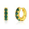 Pendientes redondos de circón esmeralda estilo europeo y americano diseño retro de nicho hebilla de oreja de alta calidad aro de oreja joyería chapada en cobre