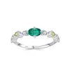 Anel Geométrico Oval de Prata Esterlina S925 com Esmeralda Nova em Toda a Superfície para Mulheres, Anel Simples e Moderno para o Dedo Indicador