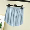 Shorts de segurança anti-exposição femininos para primavera e verão, tecido modal fino, com bordas franzidas, adequados para usar em casa e dormir, shorts de comprimento três quartos