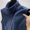 Chaleco con cuello alto forrado de polar, con cremallera, polar de doble cara, engrosado, cárdigan sin mangas, chaleco talla grande
