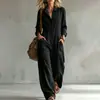 Ropa de mujer transfronteriza europea y americana 2026, nuevo mono casual de moda de otoño con bolsillo y cuello en V de manga larga