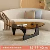 Mesa de centro de vidrio templado para salas de estar pequeñas, uso doméstico, madera maciza, diseño moderno minimalista, mesa de té redonda creativa Isamu Noguchi