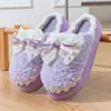 Chinelos de Algodão com Laço para Mulheres, Uso Interno em Casa no Outono e Inverno, Sola Grossa, Quente, Forrados com Fleece, Confortáveis, Leves, Chinelos para Maternidade