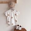 Traje de escalada de manga corta fino ahuecado para bebés niños y niñas Bebé Verano Triángulo Hattie Estilo coreano ins Lindo Traje de una pieza Ropa para niños