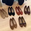 Primeiro Encontro Temporada Uso Diário Sapatilhas Baixas Delicadas 2026 Verão Laço Sapatos Baixos Estampa de Leopardo Sapatos Únicos