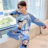 Pijamas Infantis, Primavera e Outono para Meninos, Manga Comprida para Meninas, Tamanhos Médios e Grandes, Desenho Animado Infantil, Roupas de Casa para Meninos, Conjuntos Finos de Outono e Inverno