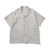 Yidao Vintage 2026 Verão Nova Camisa Japonesa Retrô Estilo Old Money com Bolsos Duplos Solta de Manga Curta com Gola Cubana para Homem