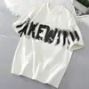 Estilo Novo de Verão 2025 Algodão Puro Manga Curta Marca Americana Tendência Design de Letras Graffiti Senso de Design Bonito Solto e Versátil Roupas