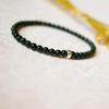 Pulseira de cristal de ágata preta original 6mm para casal moda coreana anel único pulseira de prata antiga masculina e feminina joias atacado