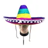 Chapéu Mexicano Chapéu de Palha de Bambu Chapéu Colorido Chapéu de Festa Chapéu de Palha Chapéu de Performance Adereço de Baile Chapéu de Palha com Pom-Pom