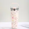 Copo Térmico de Aço Inoxidável 304 com Alça, Bico Retentor de Gelo, Porta-Copos de Carro, Garrafa de Água Esportiva Portátil para Exterior, Suporta Personalização