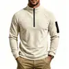 Jaqueta de fleece tática transfronteiriça, masculina, quente, gola alta, pulôver, cor sólida, moletom com zíper, agasalho, fleece, outono/inverno