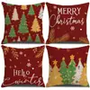 Capas de almofada de Natal outono e inverno transfronteiriças, capas de almofada de sofá, almofadas decorativas de linho estampadas, atmosfera de Natal no atacado