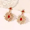 Pendente feminino oco geométrico exagerado Sol incrustado strass Pérola personalidade Moda brincos mais vendidos