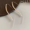 Pendientes Largos con Forma de Gota de Agua Brillantes, Estilo Europeo y Americano, Pendientes Minimalistas y Versátiles, Lujo Ligero, Accesorios para Orejas de Gama Alta y Elegantes