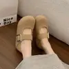 Zapatos Mary Jane nuevos de otoño 2026 para mujer con plataforma interna, suela gruesa, lino tejido, zapatillas de media punta de puntera cerrada de doble uso