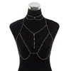 Lingerie Sexy Acessórios Transfronteiriços Corrente Corporal Sexy Pingente de Strass Franja Corrente de Peito de Liga Corrente de Pescoço Sedutora Atacado