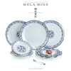 Plato de porcelana azul y blanco Kaibaiya plato hondo vajilla de hotel restaurante plato para saltear plato para arroz cubierto plato de melamina A5 imitación porcelana