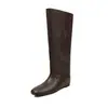 Botas de jinete de aumento de altura para mujer, botas largas de tacón alto hasta la rodilla, nuevas botas de cuero hasta la rodilla sin cordones de punta redonda para otoño e invierno