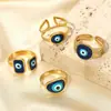 Anillo de Acero Inoxidable con Goteo de Aceite Transfronterizo Nuevo Pulsera Abierta de Oro de 18K con Galvanoplastia al Vacío Europea y Americana Ojo del Diablo