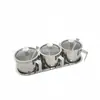 Conjunto de Potes Giratórios para Temperos de Aço Inoxidável 304, Frasco de Temperos, Pote de Sal, Pote de Temperos para Cozinha, Copo Medidor Doméstico, Criativo