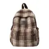 Mochila de Estilo Japonés Ins Otoño Retro Rayas Cuadros para Mujer, Versión Coreana para Estudiantes de Secundaria y Preparatoria, Mochila Versátil
