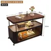 Mesa lateral multifuncional, carrito pequeño, mesa lateral de sofá de losa de roca, mesa de centro rectangular móvil con ruedas para la sala de estar