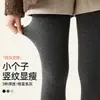 Leggings femininas para baixinhas, adequadas para primavera, outono e inverno, com forro de fleece, novo modelo 2026, 145 cinza, meia-calça compressora afina a silhueta