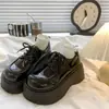 Zapatos de cuero de suela gruesa Songgao de cabeza grande para mujer 2026 nuevo estilo de otoño estilo retro japonés estilo británico de aumento de altura jk zapatos de vestir
