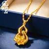 Pingente de Cabacinha Escavada Flor de Lótus Paz, Conjunto de Caixa de Presente Colar Estilo Chinês de Luxo Leve, Colar de Cabacinha