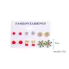 Pendientes de Navidad Europeos y Americanos Set de Pendientes de Navidad Copo de Nieve Campana Pendientes de Navidad Árbol de Navidad Pendientes de Navidad Transfronterizos