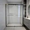 Hotel Acero Inoxidable 304 Puerta Doble Corredera Cabina de Ducha Marco Minimalista Mampara de Vidrio para Baño Puerta Corredera Venta al por Mayor