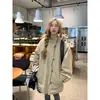 3920 # Jaqueta Acolchoada com Gola Alta e Botões Haohuangjia Inverno Novo Comprimento Médio Estilo Preppy Corta-vento Jaqueta de Algodão para Mulheres Ins