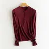 Camisa Henry26 Adelgazante Casual de Punto Base para Mujer, Nuevo Otoño/Invierno Cálido Cepillado de Punto de Alta Elasticidad