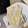 Colete Cardigan de Malha de Renda Roxa Feminino Inverno Novo Colete de Crochê de Alta Qualidade Estilo Coreano Colete