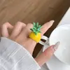 Anel de Abacaxi de Metal Estilo Transfronteiriço Europeu e Americano Design de Nicho Personalidade Anel de Dedo Estilo Tendência Estilo Cool Acessórios Femininos