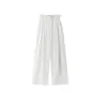 Pantalones Casuales Sumeihui de Cintura Elástica, Plisados, con Caída, Estilo VKC 26 Otoño Temprano, Nuevos, Blancos, con Cordón, Pierna Ancha para Mujer