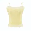 Camisola puramente seductora, sexy, a la moda y elegante con inserciones de encaje, estilo veraniego, corte ajustado, top básico que realza la figura para mujer