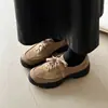 Mocasines de mujer de estilo retro 2026, zapatos casuales con cordones de suela gruesa, zapatos que aumentan la altura para personas menudas, zapatillas de moda estilo alemán