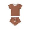 Traje de Manga Corta para Niños 2026 Estilo Europeo y Americano Niños y Niñas Verano Nuevo Conjunto de Dos Piezas de Camiseta y Shorts de Algodón Acanalado para Bebé