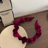Faixa de cabelo de veludo com laço retrô francês outono e inverno plissada headband feminina Rede Influenciadora acessórios de cabelo escuros atacado