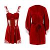 Pijama Ziqu novo sexy puro desejo camisola com alça de orelha de madeira com bojo renda transparente estilo corte 6316