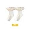 Meias Novas para Meninas Primavera e Verão Finas Estilo Coreano Meias de Renda Punho Bolha Meias de Bebê Malha Respirável Punho Largo Meias de Princesa