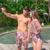 Daifa Novo Maiô de Casal Estilo Coreano de Águas Termais Estampado Peito Grande Justo Alça Fina Blusa Manga Longa Maiô de Uma Peça